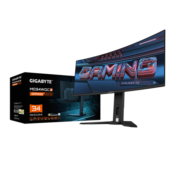 GIGABYTE MO34WQC2 34" QD-OLED Curved Gaming Monitor – WQHD 3440x1440 – 240Hz – 0.03ms – FreeSync Premium Pro – USB-C KVM – HDMI/DP – Adjustable – Black - Image 9