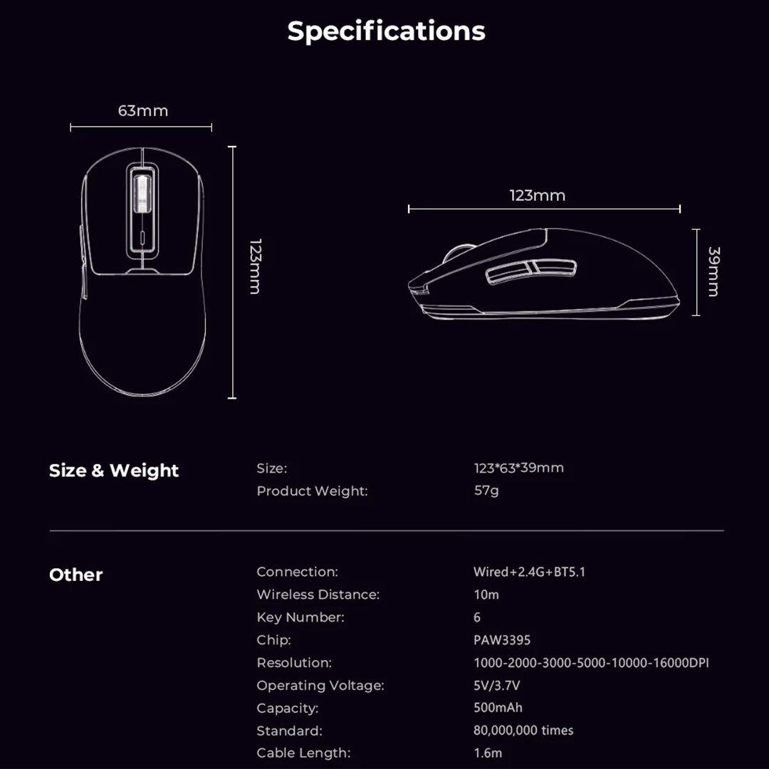 HAVIT RGB Tri-Mode Gaming Mouse Wireless MS969WB x VKS – 16000 DPI | Wired + 2.4GHz + Bluetooth V5.0 - Image 16
