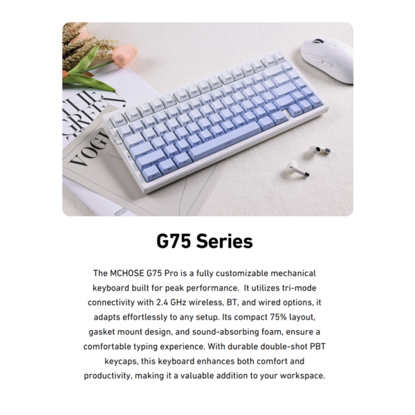 MCHOSE G75 Pro – Tri-Mode Gasket Structure Mechanical Gaming Keyboard - Image 2