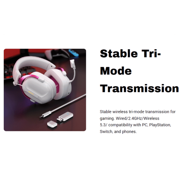 MCHOSE S9 Wireless Tri‑Mode Gaming Headset – Black - Image 2