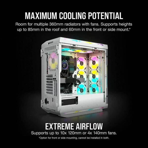 Corsair iCUE 5000T RGB Mid-Tower ATX PC Case-208 Individually Addressable RGB LEDs-Fits Multiple 360mm Radiators-Easy Cable Management-3 Included Corsair LL120 RGB Fans - Image 6