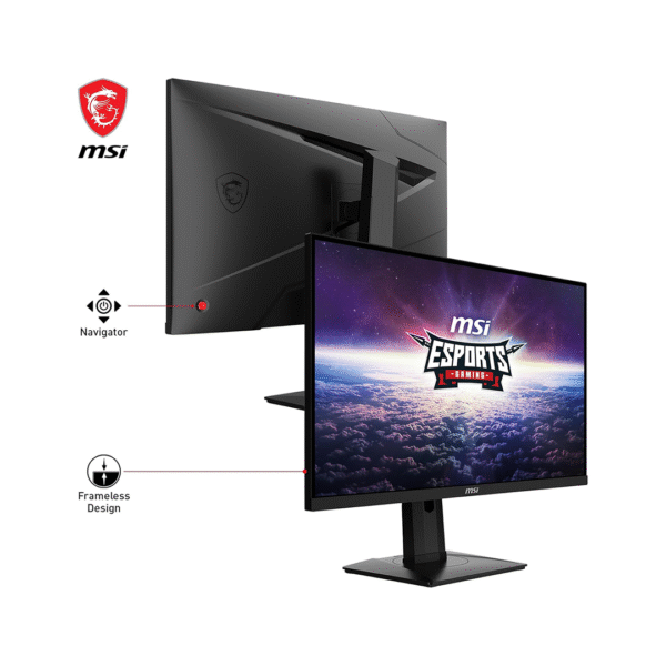 MSI G274QPX 27" Gaming Monitor – QHD 2560x1440, Rapid IPS, 1ms, 240Hz, G-Sync Compatible, HDR 400, Adjustable Stand, HDMI & DisplayPort, Black - Image 3
