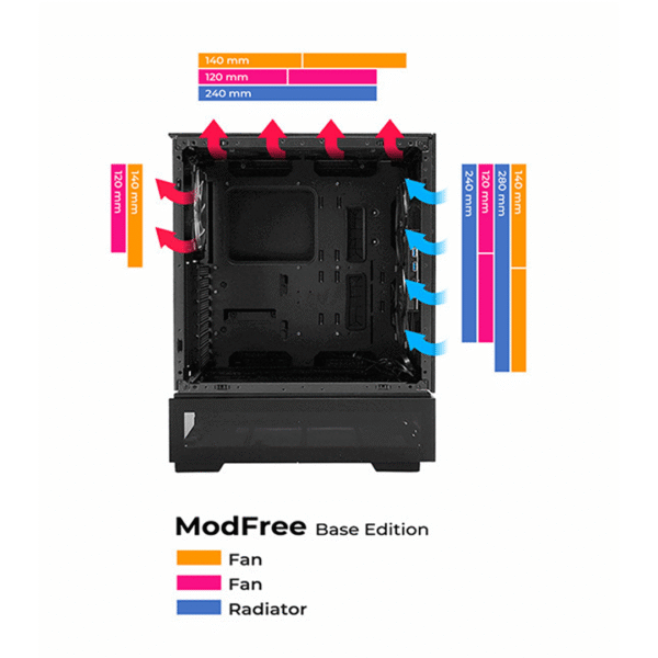 InWin ModFree Base Full Tower Gaming Case – Black - Image 4
