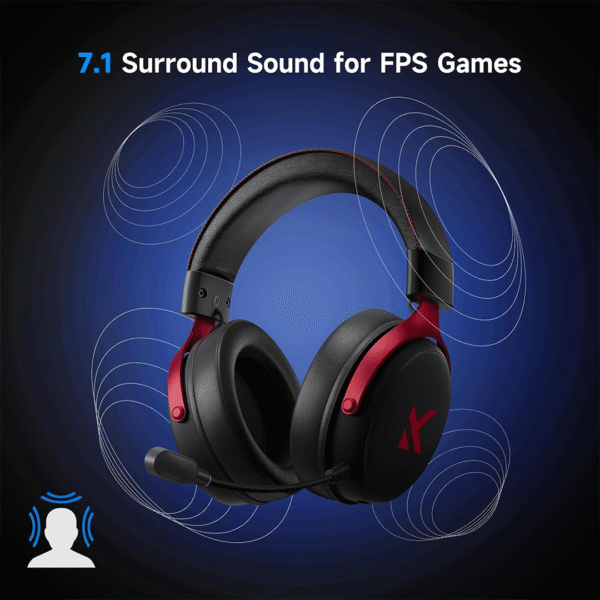 MCHOSE V9 Series Wireless Gaming Headset – Black & Red - Image 5