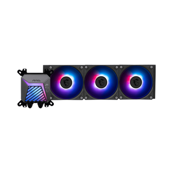 MSI MAG CORELIQUID A15 360 – AIO ARGB CPU Liquid Cooler | 360mm Radiator | LGA 1851 Ready | Triple 120mm ARGB Fans – Black - Image 4