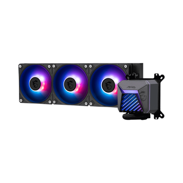 MSI MAG CORELIQUID A15 360 – AIO ARGB CPU Liquid Cooler | 360mm Radiator | LGA 1851 Ready | Triple 120mm ARGB Fans – Black - Image 5