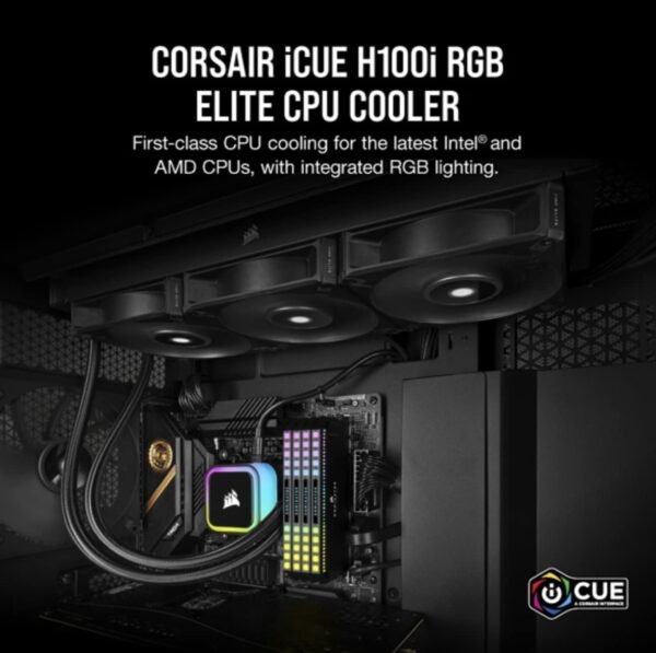Corsair iCUE H100i RGB Elite Liquid CPU Cooler (16 Dynamic RGB LEDs, 120mm AF Elite Series FDB Fans, 240mm Radiator, iCUE Software Compatible, LGA 1700, 1200, 115X, 2066, and AM4 Sockets - Image 6