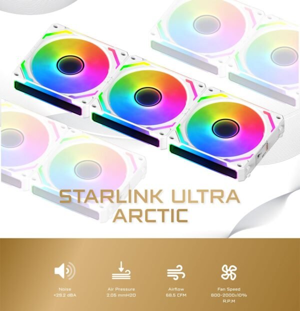 Xigmatek Starlink Ultra Arctic ARGB 120mm 3 Fans Pack White with Smart Link and Remote Controller - Image 5