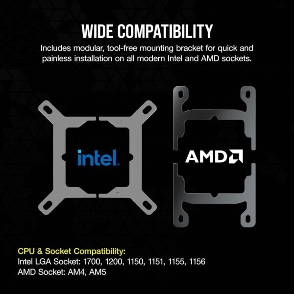 CORSAIR iCUE Link H100i RGB Liquid CPU Cooler - 240mm AIO - QX120 RGB Fans - Fits Intel® LGA 1700, AMD® AM5 - iCUE Link System Hub Included - Image 6