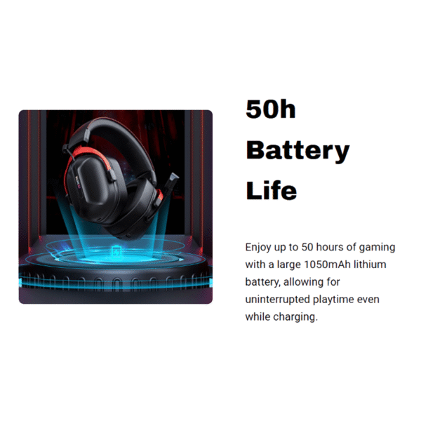 MCHOSE S9 Wireless Tri‑Mode Gaming Headset – Black - Image 6