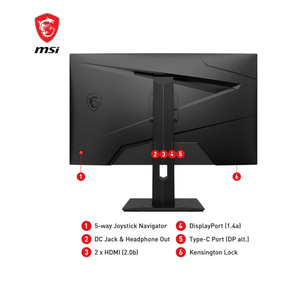 MSI G274QPX 27" Gaming Monitor – QHD 2560x1440, Rapid IPS, 1ms, 240Hz, G-Sync Compatible, HDR 400, Adjustable Stand, HDMI & DisplayPort, Black - Image 6