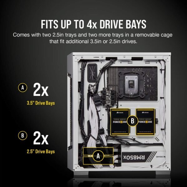 Corsair iCUE 220T RGB Airflow Tempered Glass Mid-Tower Smart Case, White - Image 4
