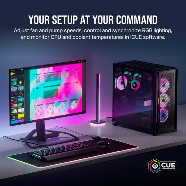 CORSAIR iCUE Link H150i RGB Liquid CPU Cooler - 360mm AIO - QX120 RGB Fans - Fits Intel® LGA 1700, AMD® AM5 - iCUE Link System Hub Included - Image 2