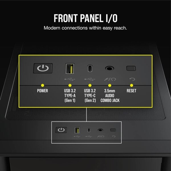 CORSAIR iCUE 4000D RGB AIRFLOW Mid-Tower Case- 3x AF120 RGB ELITE Fans - iCUE Lighting Node PRO Controller - High-airflow Design - Image 7