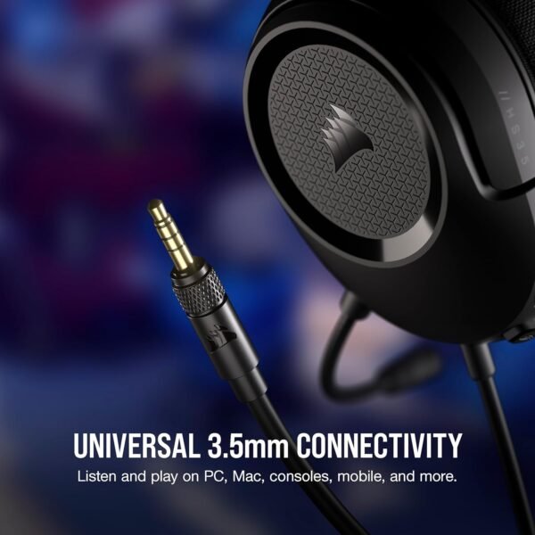 Corsair HS35 v2 Multiplatform Wired Gaming Headset – Flexible Omni-Directional Microphone – Universal 3.5mm Connection – PC, Mac, PS5, PS4, Xbox, Nintendo Switch, Mobile – Carbon - Image 7