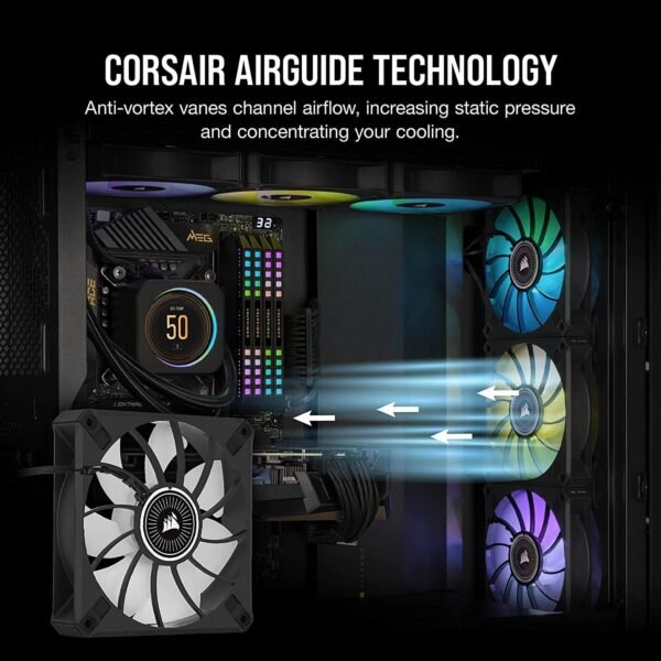 CORSAIR CASE FAN ICUE ML120 RGB ELITE PREMIUM 120MM PWM MAGNETIC LEVITATION FAN-TRIPLE FAN KIT WITH ICUE LIGHTING NODE CORE - Image 8