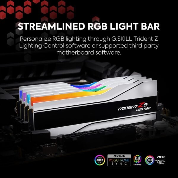  G.SKILL DDR5 6000MHZ 64GB (2X32GB) AMD EXPO TRIDENT Z5 NEO RGB - Image 4