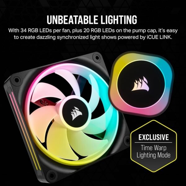 CORSAIR iCUE Link H100i RGB Liquid CPU Cooler - 240mm AIO - QX120 RGB Fans - Fits Intel® LGA 1700, AMD® AM5 - iCUE Link System Hub Included - Image 5