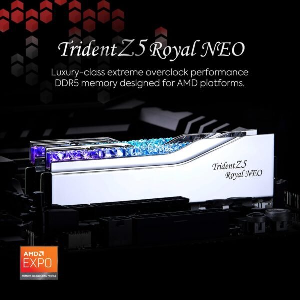  G.SKILL DDR5 8000MHZ 32GB (2X16GB) AMD EXPO TRIDENT Z5 ROYAL NEO - Image 6