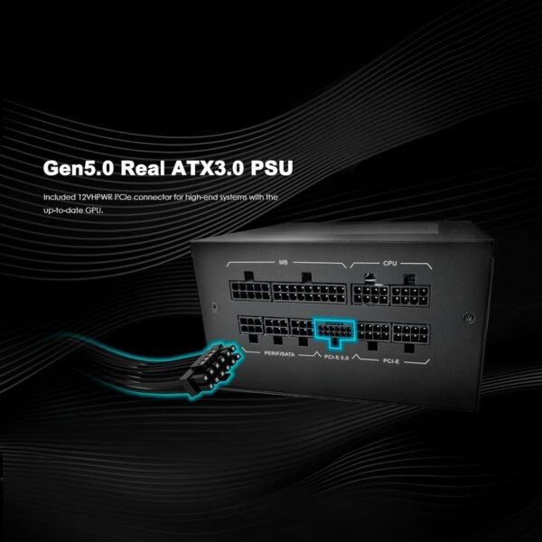 Raidmax Genesis AEG 1000 Watt 80 Plus Gold Certified ATX 3.0 Gaming Power Supply with PCI-E Gen 5 12VHPWR Connector, Japanese Capacitors, Full Modular - Image 5