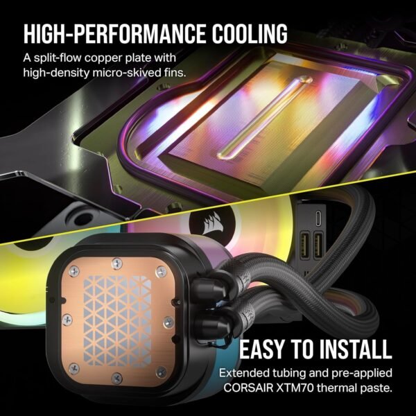 CORSAIR iCUE Link H150i RGB Liquid CPU Cooler - 360mm AIO - QX120 RGB Fans - Fits Intel® LGA 1700, AMD® AM5 - iCUE Link System Hub Included - Image 4