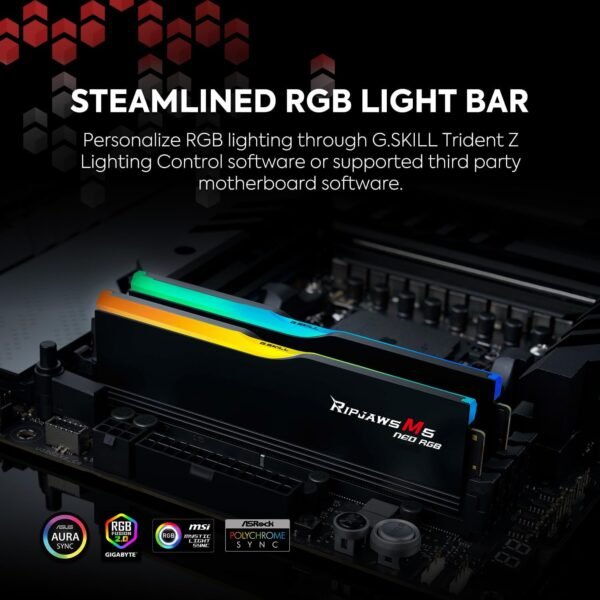  G.SKILL DDR5 6000MHZ 96GB (2X48GB) RIPJAWS M5 NEO RGB AMD EXPO - Image 4
