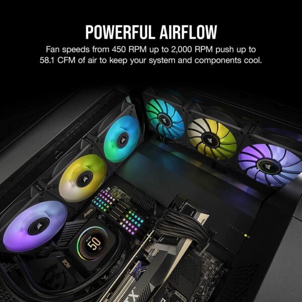 CORSAIR CASE FAN ICUE ML120 RGB ELITE PREMIUM 120MM PWM MAGNETIC LEVITATION FAN-TRIPLE FAN KIT WITH ICUE LIGHTING NODE CORE - Image 5