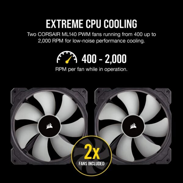 Corsair iCUE H115i RGB PRO XT, 280mm Radiator, Dual 140mm PWM Fans, Software Control, Liquid CPU Cooler - Image 6