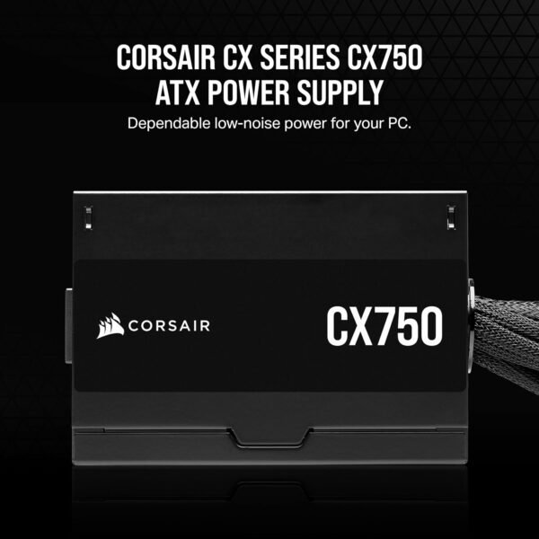 CORSAIR CX750 80 PLUS Bronze Non Modular Low-Noise ATX 750 Watt Power Supply - UK - Black - Image 2