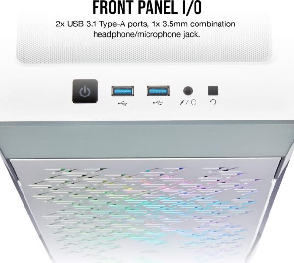 Corsair iCUE 220T RGB Airflow Tempered Glass Mid-Tower Smart Case, White - Image 2
