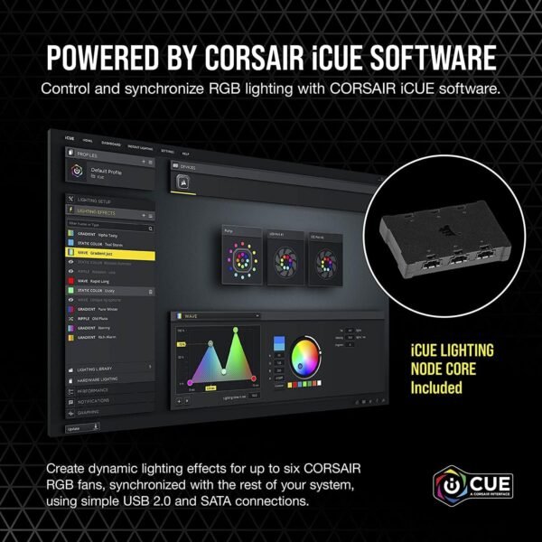 CORSAIR iCUE ML140 RGB ELITE Premium 140mm PWM Magnetic Levitation Fan — Dual Fan Kit with iCUE Lighting Node CORE - Image 7