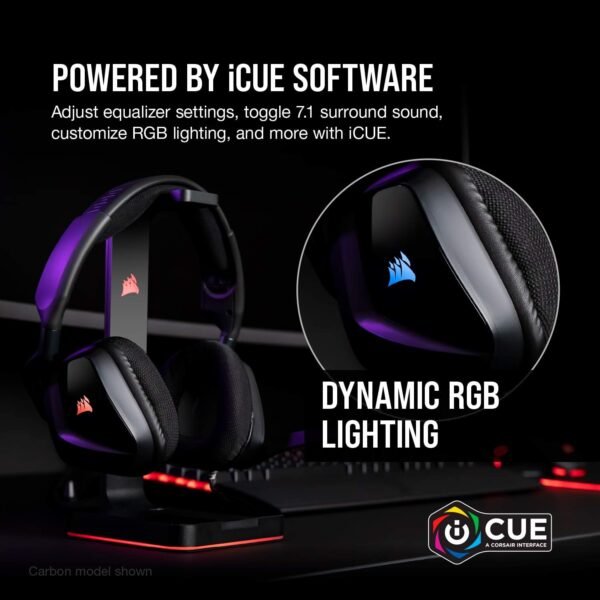 Corsair VOID ELITE RGB USB Gaming Headset (7.1 Surround Sound, Optimised Omnidirection Microphone, Customisable RGB Lighting, Microfibre Mesh Fabric Earpads, Aluminium Construction) - Black - Image 6