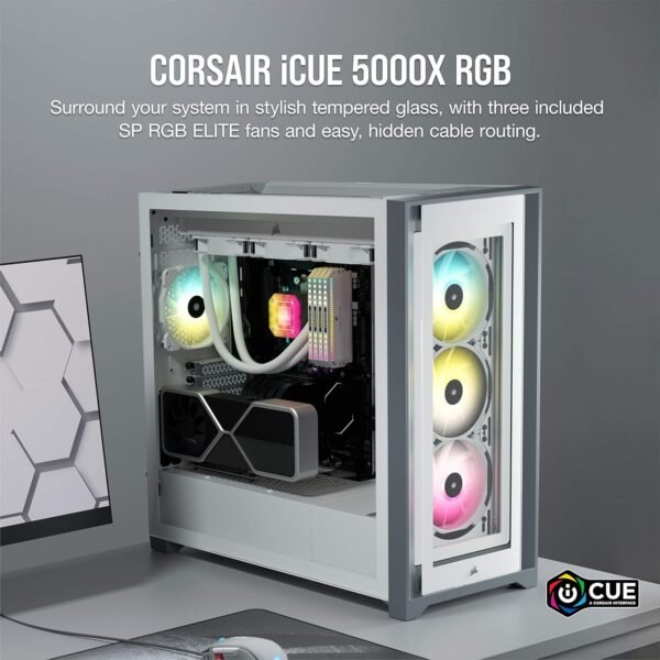 Corsair iCUE 5000X RGB Tempered Glass Mid-Tower ATX PC Smart Case - Image 10