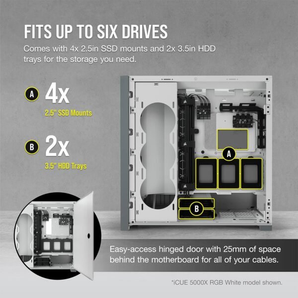 Corsair iCUE 5000X RGB Tempered Glass Mid-Tower ATX PC Smart Case - Image 5