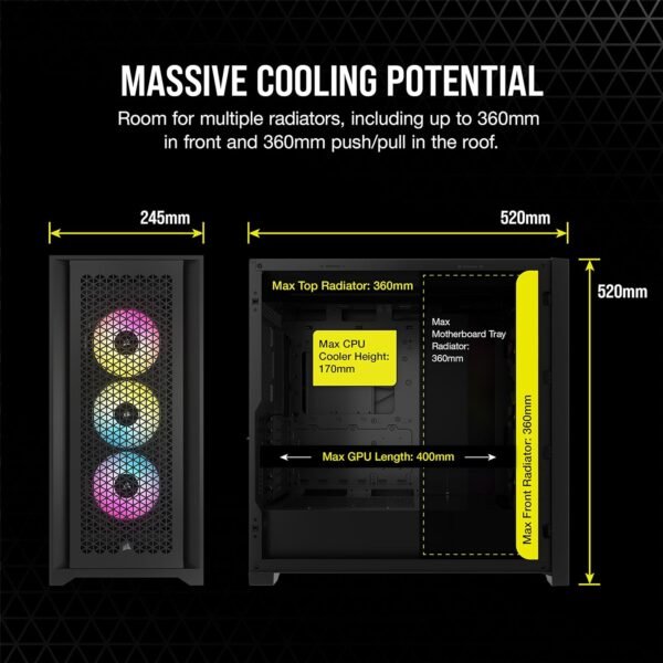 Corsair 5000D Airflow Mid-Tower Case - 3 RGB Fans - Lighting Controller - High-Airflow Design - RapidRoute Cable Management - Image 8