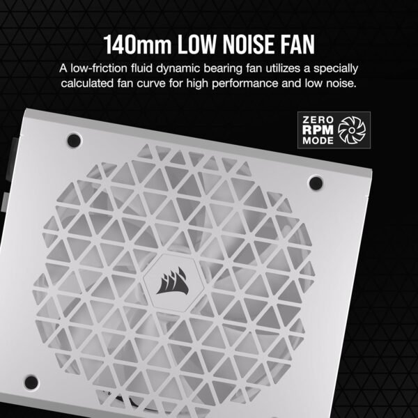 CORSAIR RM1200x Shift Fully Modular ATX Power Supply - 80 Plus Gold - ATX 3.0 - PCIe 5.0 - Zero RPM - Modular Side Interface - White - Image 3