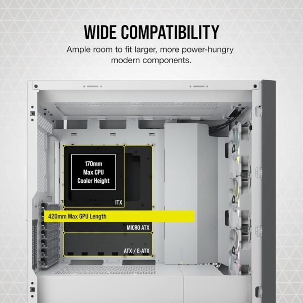 Corsair iCUE 5000X RGB Tempered Glass Mid-Tower ATX PC Smart Case - Image 3