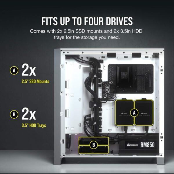 CORSAIR iCUE 4000X RGB Tempered Glass Mid-Tower ATX PC Case - 3X SP120 RGB Elite Fans - iCUE Lighting Node CORE Controller - High Airflow - Image 6