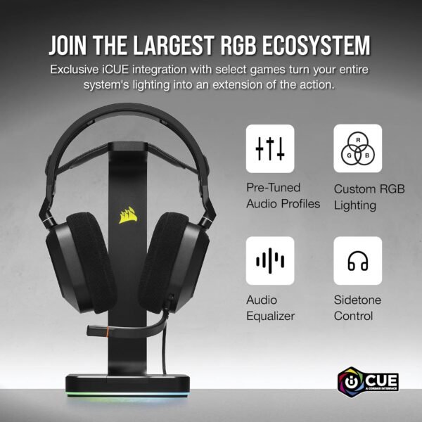 Corsair HS80 RGB USB Gaming Headset - Dolby 7.1 Surround Sound - Broadcast Quality Microphone - iCUE Compatible -PC - Image 2