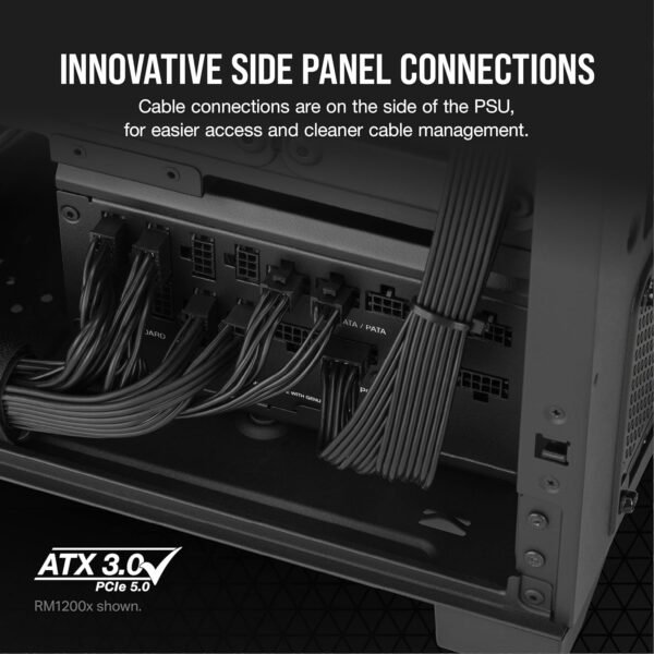 Corsair RM850x SHIFT Fully Modular ATX Power Supply - 80 PLUS Gold - ATX 3.1 - PCIe 5.1 - Zero RPM - Modular Side Interface - Black - Image 5