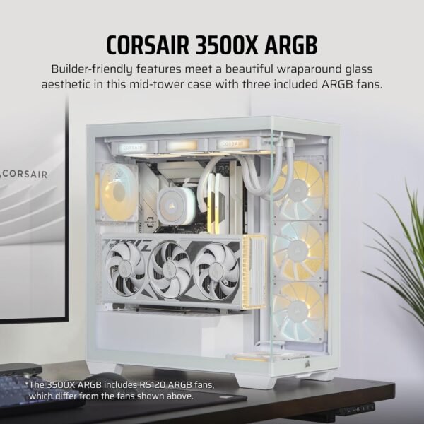 CORSAIR CASE 3500X ARGB TEMPERED GLASS MID-TOWER, WHITE - Image 8