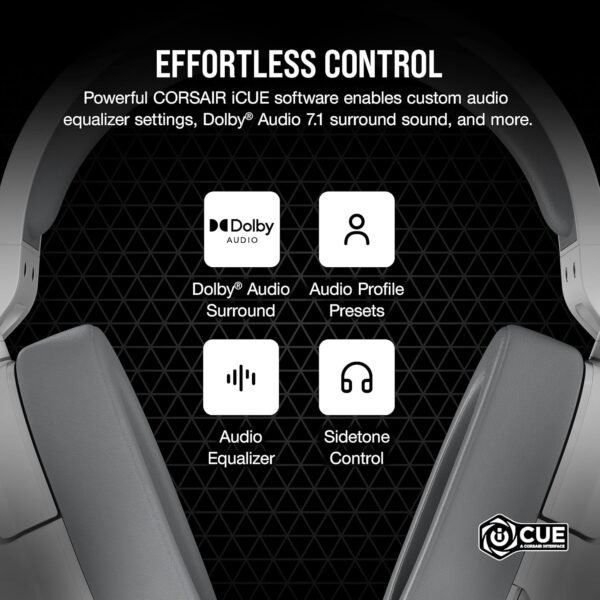 CORSAIR HS55 SURROUND Lightweight Multiplatform Wired Gaming Headset – Dolby 7.1 Surround Sound – iCUE Compatible – PC, Mac, PS5, PS4, Xbox, Nintendo Switch, Mobile - Image 6