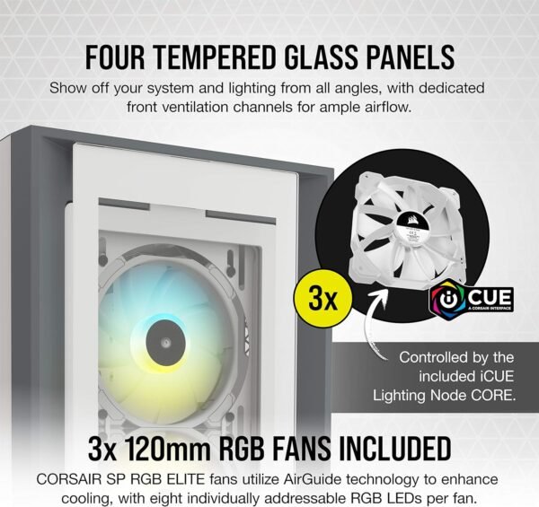 Corsair iCUE 5000X RGB Tempered Glass Mid-Tower ATX PC Smart Case - Image 8