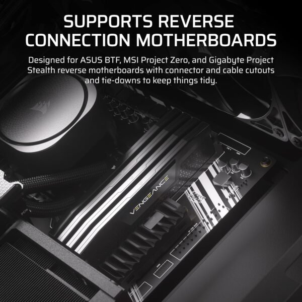 CORSAIR 4000D RS ARGB Frame Modular Mid-Tower ATX PC Case – High Airflow, 3X Pre-Installed RS ARGB Fans, InfiniRail™ Fan Mounting System, ASUS BTF, MSI Project Zero, Gigabyte Project Stealth - Image 10