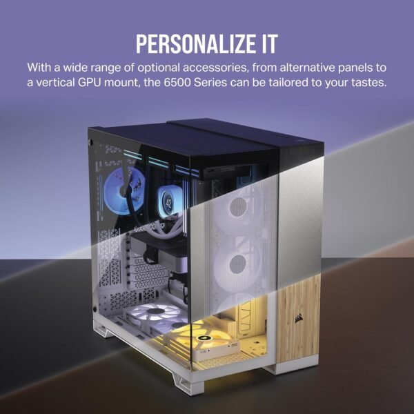 CORSAIR 6500D AIRFLOW Mid-Tower ATX Dual Chamber PC Case – Tempered Glass – Reverse Connection Motherboard Compatible – No Fans Included - Image 3