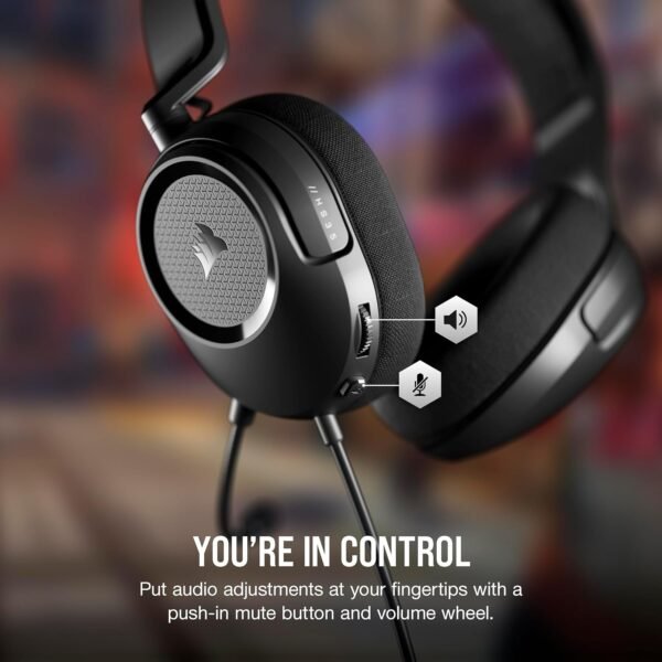 Corsair HS35 v2 Multiplatform Wired Gaming Headset – Flexible Omni-Directional Microphone – Universal 3.5mm Connection – PC, Mac, PS5, PS4, Xbox, Nintendo Switch, Mobile – Carbon - Image 3