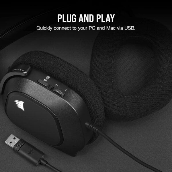 Corsair HS80 RGB USB Gaming Headset - Dolby 7.1 Surround Sound - Broadcast Quality Microphone - iCUE Compatible -PC - Image 3