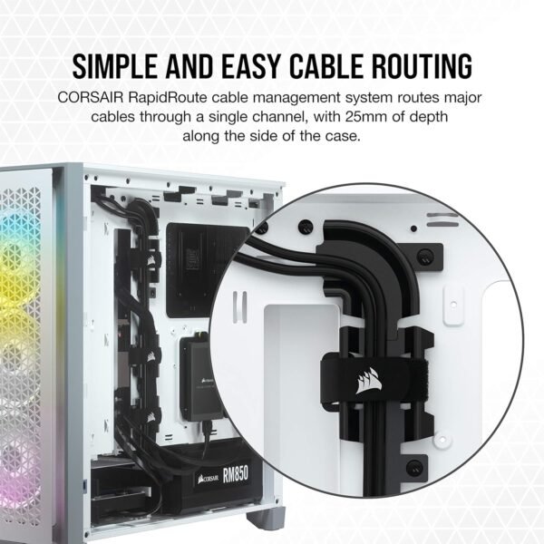 Corsair 4000D Airflow Tempered Glass Mid-Tower ATX PC Case - White - Image 5