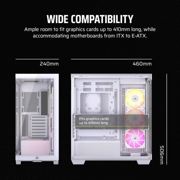 CORSAIR CASE 3500X ARGB TEMPERED GLASS MID-TOWER, WHITE - Image 2