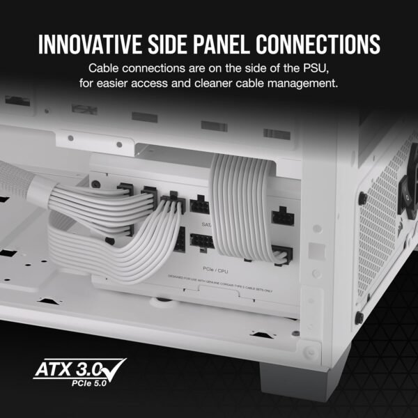 CORSAIR RM850x SHIFT Fully Modular ATX Power Supply - 80 PLUS Gold - ATX 3.1 - PCIe 5.1 - Zero RPM - Modular Side Interface - White - Image 5